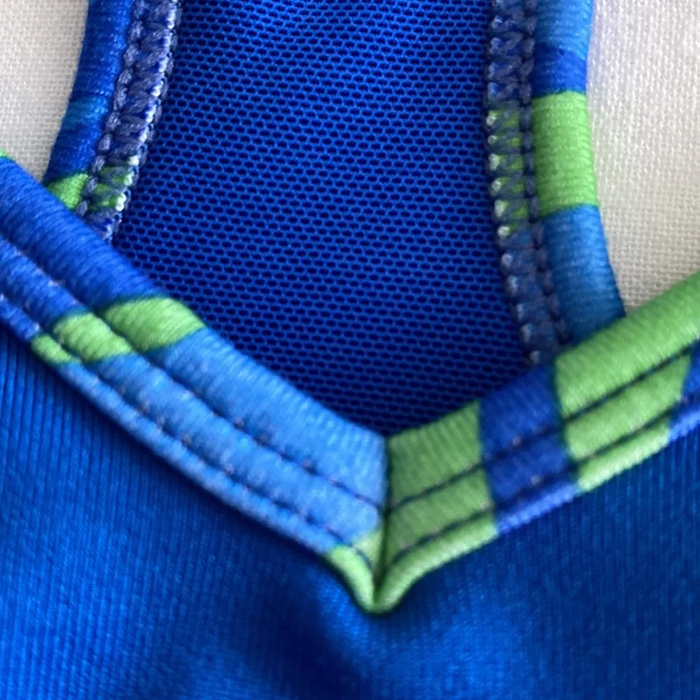 Lilly Pulitzer Luxletic Asana Bra Tank USP 50+ Ocean Blue multi trim Sz XS - Picture 6 of 16